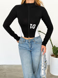 10 Number Yarışçı Siyah Uzun Kollu Bluz Crop