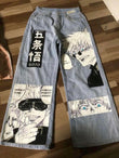 Anime Baskı Streetwear Baggy Mavi Pantolon
