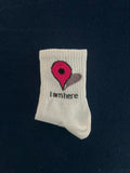 'I Am Here' Location Unisex Beyaz Kolej Çorap