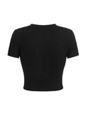 Kemer Boy Black Formidable Detail Baskılı Crop Bluz
