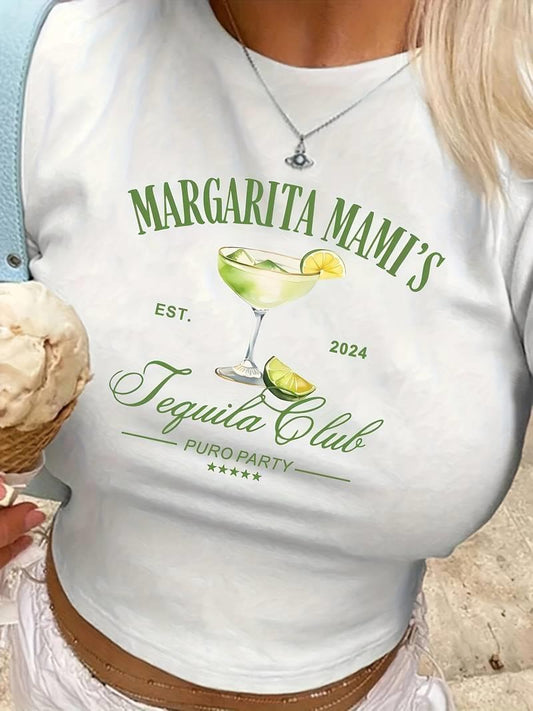 Kemer Boy Margarita Baskılı Crop Bluz