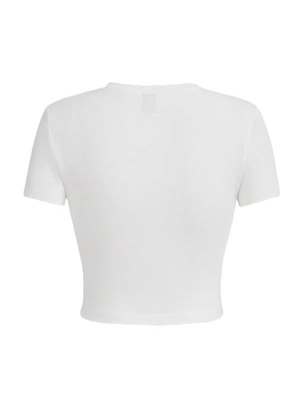 Kemer Boy Slogan Baskılı Crop Bluz