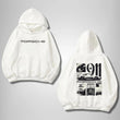 Porsche Ön Arka Baskılı Beyaz Kapşonlu Sweatshirt