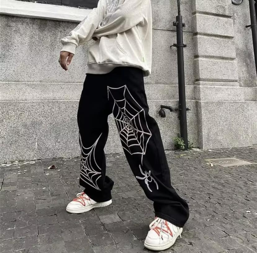 Spider Detail Streetwear Baggy Pantolon