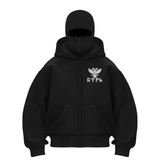 Türk 3 İplik ( Kalın )  Şardonlu ( İçi Pamuklu )  Unisex Kar Maskeli Kapüşonlu Oversize Hırka