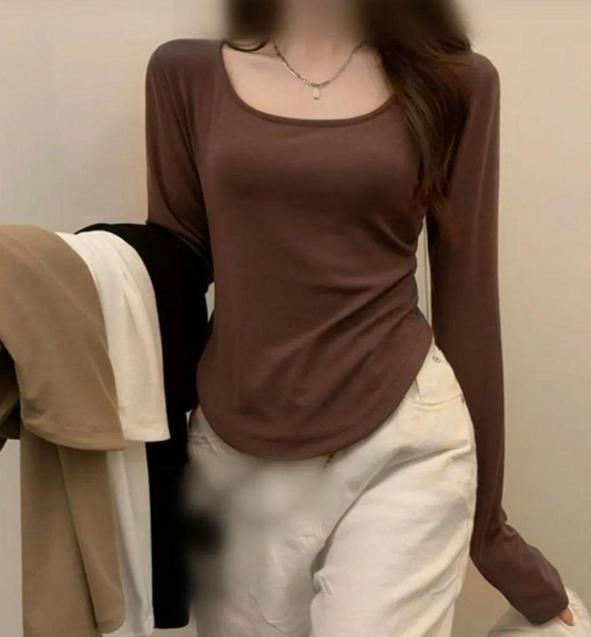 Uzun Kollu Y2K Cahron Basic Bodysuit