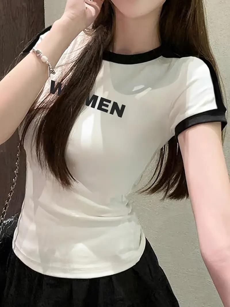 Women Baskılı Şeritli Bluz Body Crop