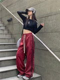 Y2K Detail Unisex Red Eşofman Altı
